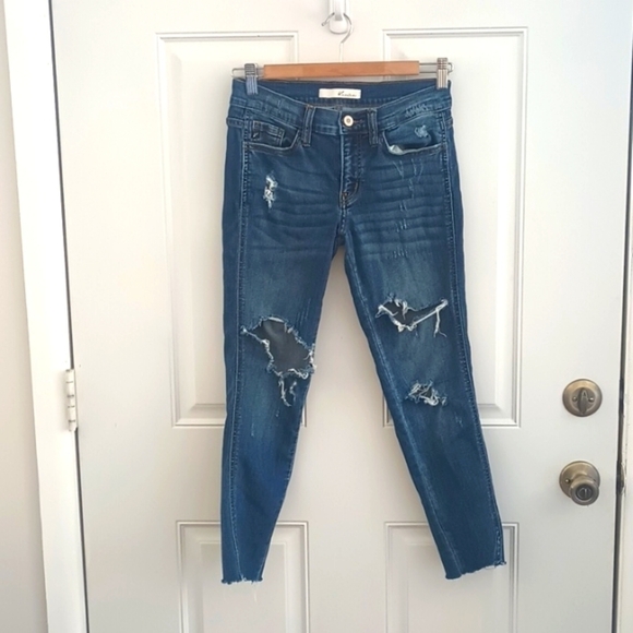KanCan Los Angeles Twisted Seam raw hem distressed skinny jeans size 26 - Picture 1 of 9